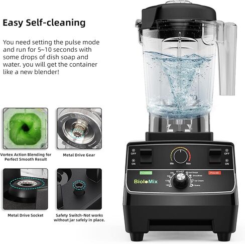 Biolomix Professional Smoothie Blender, Countertop Blender,Commercial Blender 2200W High Power with 68oz Pitcher, Smart Presets,blenders for kitchen for Ice, Soup,Frozen Dessert With 1 Juice Bottle in Kuwait