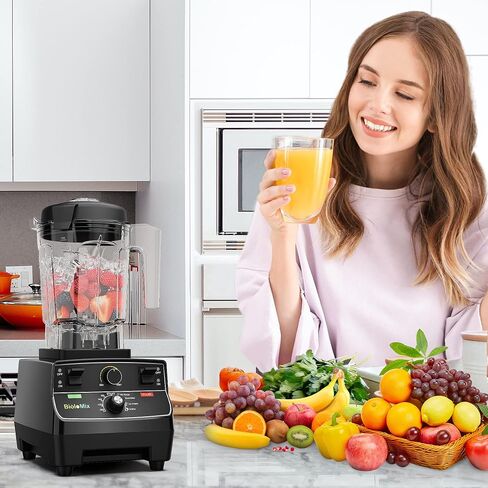 Biolomix Professional Smoothie Blender, Countertop Blender,Commercial Blender 2200W High Power with 68oz Pitcher, Smart Presets,blenders for kitchen for Ice, Soup,Frozen Dessert With 1 Juice Bottle in Kuwait