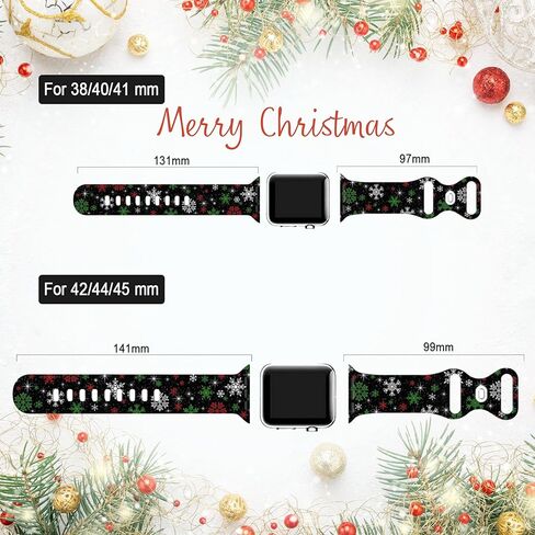 أشرطة ساعات عيد الميلاد المتوافقة مع ساعات Apple Watch 38 مم 40 مم 41 مم 42 مم 44 مم 45 مم، أساور بديلة لعيد الميلاد من السيليكون لعيد الميلاد متوافقة مع جميع سلاسل iWatch in Kuwait