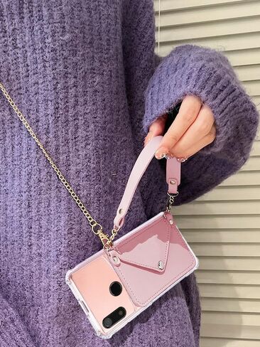 Compatible with Gabb Phone4 6.1" Wallet Case Crossbody Chain Strap, Girly Compatible for Gabb Phone 4 Back Wallet Case with Credit Card Slots Holder, with Wrist Strap Magnetic Button (Black) in Kuwait