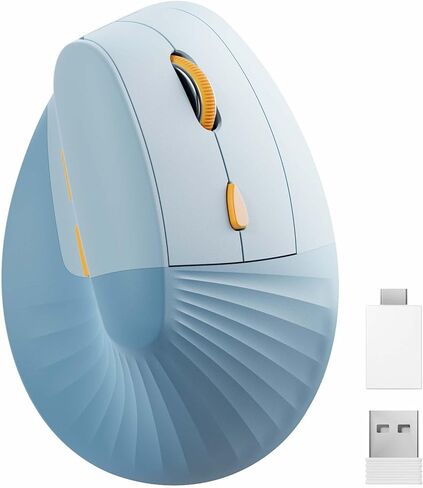 Unipows ماوس عمودي مريح، ماوس لاسلكي من النوع C قابل لإعادة الشحن مع محول USB ونوع C، ماوس صغير صامت لأجهزة الكمبيوتر المحمول والكمبيوتر المحمول وسطح المكتب وأجهزة الكمبيوتر الشخصية وأجهزة MacBook وجميع الأجهزة من النوع C in Kuwait