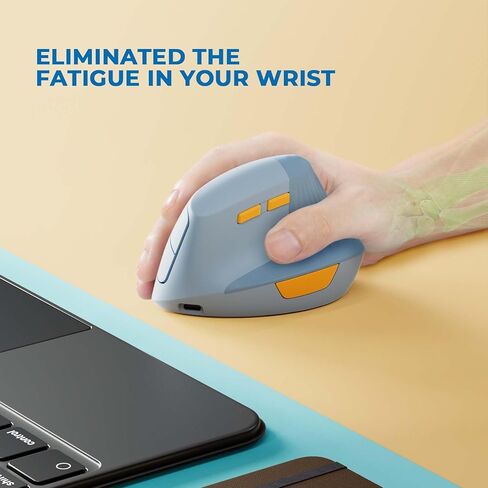 Unipows ماوس عمودي مريح، ماوس لاسلكي من النوع C قابل لإعادة الشحن مع محول USB ونوع C، ماوس صغير صامت لأجهزة الكمبيوتر المحمول والكمبيوتر المحمول وسطح المكتب وأجهزة الكمبيوتر الشخصية وأجهزة MacBook وجميع الأجهزة من النوع C in Kuwait