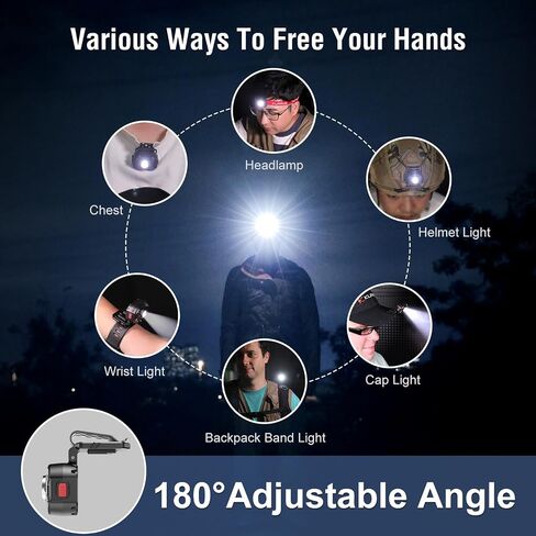 KLARUS HM3 670 Lumens Headlamp Main Light + Warning Red Light, 180°Adjustable Shoulder Lamp and Clip Light, Suitable for Camping, Fishing, Dog Walking, Home Use in Saudi Arabia