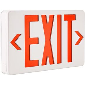 LED Exit Sign Emergency Light Single or Double Faces Rechargeable UL Certified GX-200NR (Red)