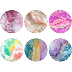 (6 Pack Collapsible Cell Phone Grip for Smartphones,Mobile Expanding Cellphone Holder Kicktand for Phone - Colorful Marble