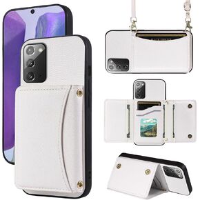 Phone Case for Samsung Galaxy Note 20 5G Wallet Cover with Crossbody Shoulder Strap and Leather Credit Card Holder Pocket Slim Stand Cell Accessories Note20 Notes 20s Twenty NotS20 Girls Black