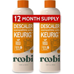 Keurig Compatible Descaling Solution & Cleaning Kit. Includes 1 Bottle of Keurig Descaler, 12 Cleaning Tablets, 1 Reusable Pod and 6 Water Filters. Carbon Neutral. 1 Year Supply.