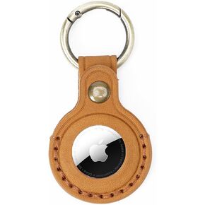 Leather Keychain for Apple Airtags Case Protective Cover Bumper Shell Tracker Accessories Anti-Scratch Air Tag Key Ring Holder