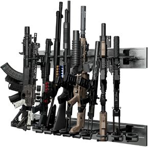 Hold Up Displays Rifle Rack Gun Wall Mount Display, 12 Rifle Holder for Gun Room Organization, Tactical Wall Mount, Slatwall Multi-Angled AR Display and Storage System