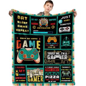 Gamer Blanket Sherpa Throw Blanket,Ultra Soft Flannel Gaming Blankets,Double Layer Fabric Warm Blankets,Video Game Blanket,Gaming Accessories for Room 60" X 50"