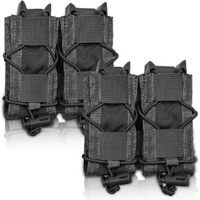 2Pc Tactical Molle Double Pistol Magazine Holster, Universal 9MM Handgun Mag Pouch Carrier Compatible with.40/.45/.380 Calibers/Glock, or Springfield 1911