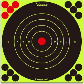 Highwild Stick Splatter Adhesive Bullseye Bright Fluorescent Yellow Shooting Targets - 8x8 Inch