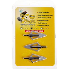 Magnus Stinger Buzzcut 2 Blade Arrow Broadhead (Pack of 3), 100-Grain