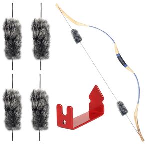SOPOGER Archery Bow String Silencers - 2 Pair Otter Hide & String Separator Recurve Bow Stabilizer Bowstring Dampener for Longbow Traditional Bow Hunting Shooting Practicing