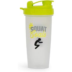 Toynk #SquatGoals Plastic Shaker Bottle | Portable Blender For Protein Shakes And Smoothies | BPA-Free Drink Mixer With Blending Ball | Exercise And Fitness Gifts | Holds 20 Ounces