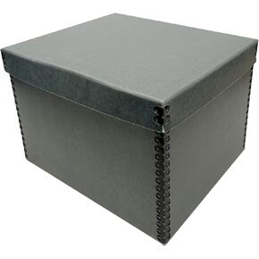 Lineco Record Storage Box 12x15x10 inch. Extra-Durable Filing Archival Cartons for Long-Term Storage of Important Documents, Papers, Photos or Prints. Acid-Free Gray Boxboard, 1 Pack