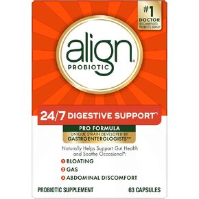 Align Probiotic, Pro Formula, Probiotics for Women and Men, Daily Probiotic Supplement for Digestive Health, Helps Soothe Occasional Abdominal Discomfort, Gas, and Bloating 63 Capsules