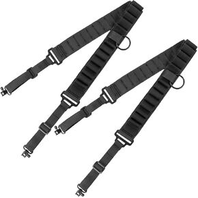 2-Pack Gun Sling with Shotgun Shell Holder 25 Shells Two Point Sling Length Adjustable Strap with Removable Swivel 40" to 50"