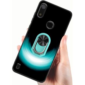 Compatible with Gabb Phone4 6.1" Case Thin Soft TPU with Mint-Light Gradient Ring Patterns Painting Case [Rotatable Ring Holder Finger Kickstand] [Support Car Magnetic] Minimalist for Men
