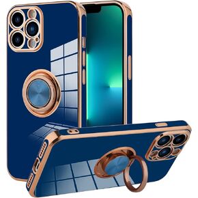 KANGHAR Compatible with iPhone Xs Max Case 6.5 Inch for Women Girls, Plating Built-in 360 Rotation Magnetic Ring Kickstand Holder Soft Slim Shockproof Bumper Protective Cover (Blue Grey)