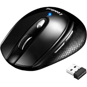 LeadsaiL Wireless Computer Mouse, 2.4G Portable Slim Cordless Mouse Less Noise for Laptop Optical Mouse with 6 Buttons, USB Mouse for Laptop, Deskbtop, MacBook (Grey)