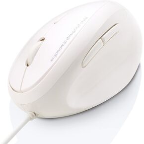 SANWA Wired Ergonomic Mouse, Optical Vertical Mice for Small Hands, Reduce Wrist Strain, 1000/1600 DPI, 6 Buttons, Compatible with MacBook, PC, Laptop, Desktop, Windows, Mac OS, White