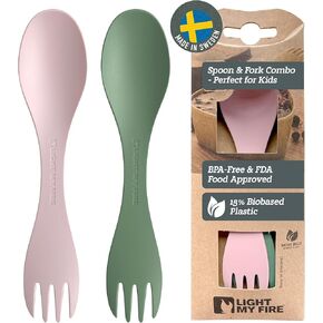 Light My Fire Spork Little Colored Sporks 2-in-1 Hard Plastic Travel Spork Reusable Camping Utensils for Lunch Box Outdoor Picnic Utensil BPA Free