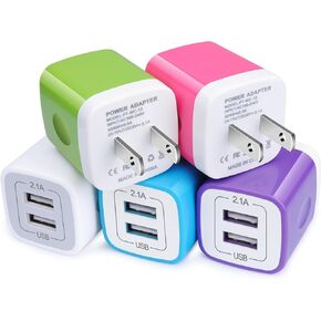 USB Charger Plug,Wall Charger,Charging Block,5Pack 2.1A/5V Portable Power Cube Charger Adapter Compatible for iPhone 16/15/14/13/12/11 Pro Max/Xs Max/XR/8/7/6S/6,Samsung Galaxy S24 S23 S22 S21,LG,Moto
