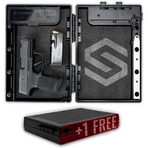 STOPBOX PRO Gun Safe Alternative for Handgun Storage, Instant Access Portable Gun Case, TSA Compliant Lock Box for Car, Travel or Home Safe Box, Quick Access Pistol Safe | Black - 2PK (Full-Size Only)