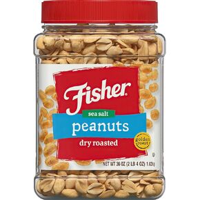 Fisher Snack Sea Salt Dry Roasted Peanuts, 36 Ounces, No Artificial Colors or Flavors in Kuwait
