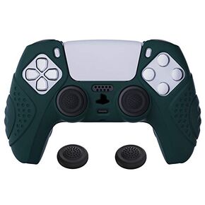 PlayVital Guardian Edition Anti-Slip Silicone Cover Skin, Soft Rubber Case Protector with 6 Racing Green Thumb Grip Caps for ps5 Controller - Racing Green