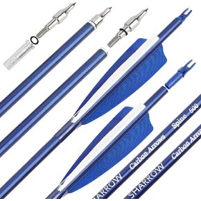 31" Carbon Arrows Archery Hunting Arrows 500 Spine with Feathers Fletched Target Practice Arrows for Archery Compound & Recurve & Long Bow 6/12pcs