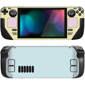 PlayVital Full Set Protective Skin Decal for Steam Deck LCD, Custom Stickers Vinyl Cover for Steam Deck OLED - Pale Series - Cream & Pink & Sky Mist Blue