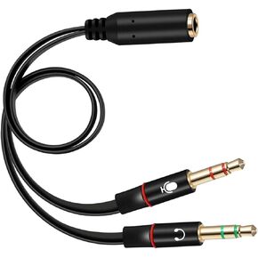 SaiTech IT 2 Pack Exclusives Headphone Splitter for Computer 3.5mm Female to 2 Dual 3.5mm Male Mic Audio Y Splitter Cable Smartphone Headset to PC Adapter 20cm Length