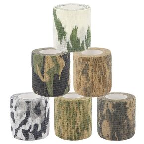 BOROLA Self-Adhesive Protective Camouflage Tape Cling Scope Wrap Camo Stretch Bandage for Camping,Flashlights,Bicycle,Range Finder Camera etc. (6Pcs, 6 Type of Camo)