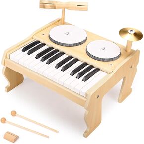 oathx Baby Musical Toys for Toddler Kids Musical Instruments Girls Toys 14 Pcs, 1st Birthday Girl Gifts with Wood Xylophone Tambourine Maracas Egg Shaker Pink