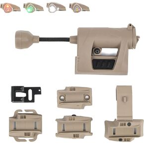 4 in 1 Tactical Helmet Light Military with IR Red Green White LED Task Lamp, Survival Signal Light with Mount Accessories for 20mm Picatinny Rail Fast MICH Wendy Helmet MOLLE Belt