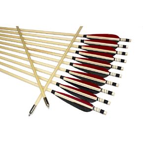 TTFLY FLETCHING 32 Inch Wooden Arrows Practice Hunting Targeting Wood Arrow Parabolic Turkey Feathers Archery for Recurve Longbow
