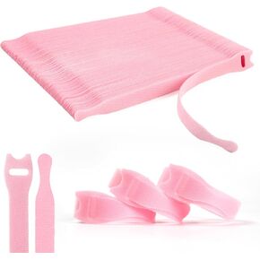 OneLeaf 180PCS Reusable Cable Ties, Adjustable 4-inch Cord Organizer Ties, Multi-purpose Hook Loop Cable Management Wire Ties for Organizing Home, Office, Data Centers, Pink