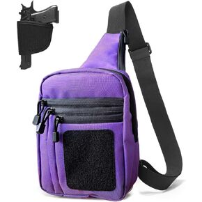 Tactical Sling Bag for Women, Gun Bag with CCW Holster Chest Crossbody Pack Shoulder Bag Concealed Carry of Handgun(Purple Right Hand)
