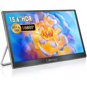 Lepow Portable Monitor 15.6 Inch 2024 C2 Series FHD 1080P USB C HDMI Computer Display IPS Screen with Dual Speakers for Laptop PC PS4 Xbox Phone with Foldable Kickstand, Midnight Black
