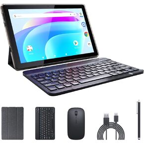 ATOZEE Tablet 10 Inch Android 14 Tablet with Keyboard Tablets Include Case Mouse Stylus 8GB RAM 64GB ROM 1TB Expandable Tablet 2MP+8MP Dual Camera 6000mAh Battery 5G WiFi-6 Bluetooth 2 in 1 Tablet PC