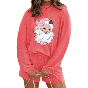 HOXIJIA Women Sequin Pattern Corded 2PCS Sets Long Sleeve Pullover Top and High Waist Shorts Outfits for Halloween Christmas
