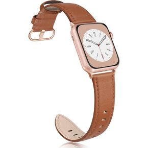 Leather Band Compatible with Apple Watch Bands 38mm 40mm 41mm 42mm Series 10, Elegant Top Grain Genuine Leather Bands Replacement Strap for Apple iWatch Series 10 9 8 7 6 5 4 3 2 1 SE2 SE Women