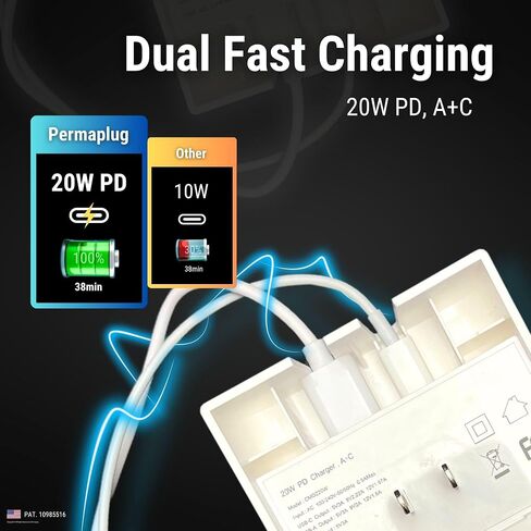 Charger Lock: Anti-Theft & Tug-Proof Phone Charger Lock System, Patented Slim Design for iPhone, Android, & More - Includes Locking Cover, Dual Fast Charger, and (USB-C to Light Cable, 6FT) in Saudi Arabia