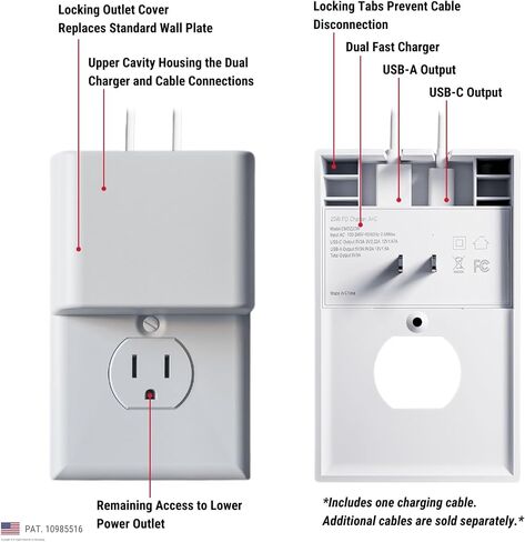 Charger Lock: Anti-Theft & Tug-Proof Phone Charger Lock System, Patented Slim Design for iPhone, Android, & More - Includes Locking Cover, Dual Fast Charger, and (USB-C to Light Cable, 6FT) in Saudi Arabia