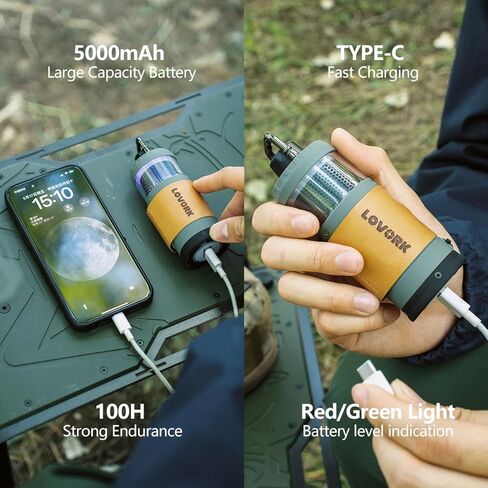 7-in-1 Modular Camping Lantern Rechargeable, 5000mAh, 500LM, IPX4 Waterproof, Air Pump, Fan, Bluetooth Speaker, Multi-Function Portable Flashlight for Emergency, Hiking, Fishing (Green) in Saudi Arabia
