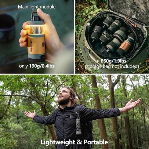 7-in-1 Modular Camping Lantern Rechargeable, 5000mAh, 500LM, IPX4 Waterproof, Air Pump, Fan, Bluetooth Speaker, Multi-Function Portable Flashlight for Emergency, Hiking, Fishing (Green) in Saudi Arabia
