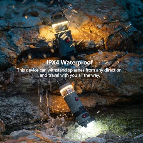 7-in-1 Modular Camping Lantern Rechargeable, 5000mAh, 500LM, IPX4 Waterproof, Air Pump, Fan, Bluetooth Speaker, Multi-Function Portable Flashlight for Emergency, Hiking, Fishing (Green) in Saudi Arabia