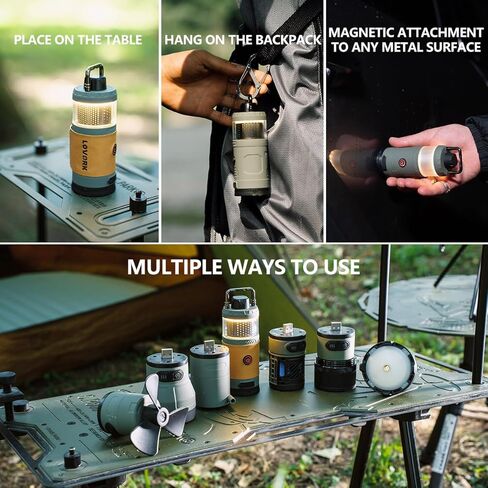 7-in-1 Modular Camping Lantern Rechargeable, 5000mAh, 500LM, IPX4 Waterproof, Air Pump, Fan, Bluetooth Speaker, Multi-Function Portable Flashlight for Emergency, Hiking, Fishing (Green) in Saudi Arabia